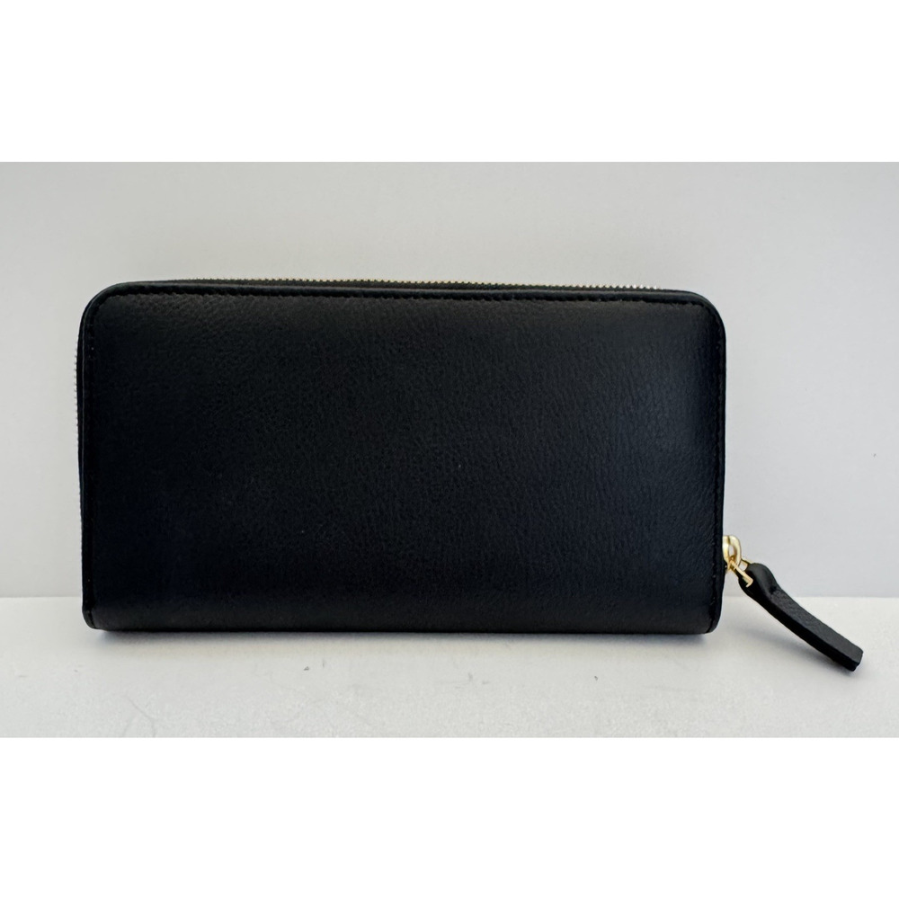 NWOT Quince Italian Pebbled Leather Continental Wallet Black Zip Close - Picture 4 of 7
